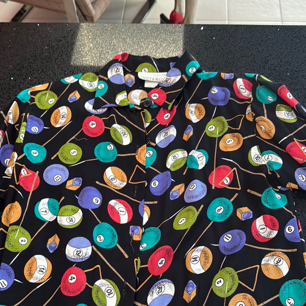 Colorful Billiard Print Button Down Shirt.